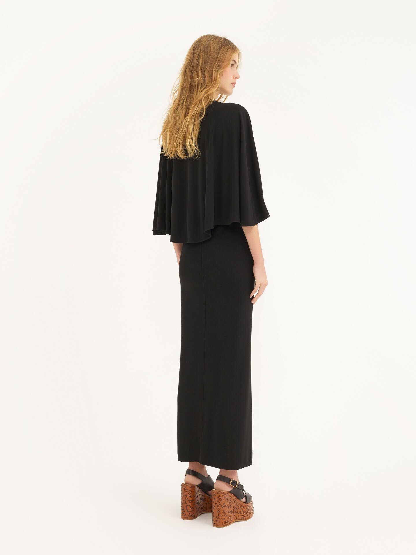 Long Cape Dress In Cr&ecirc;pe Jersey - 6