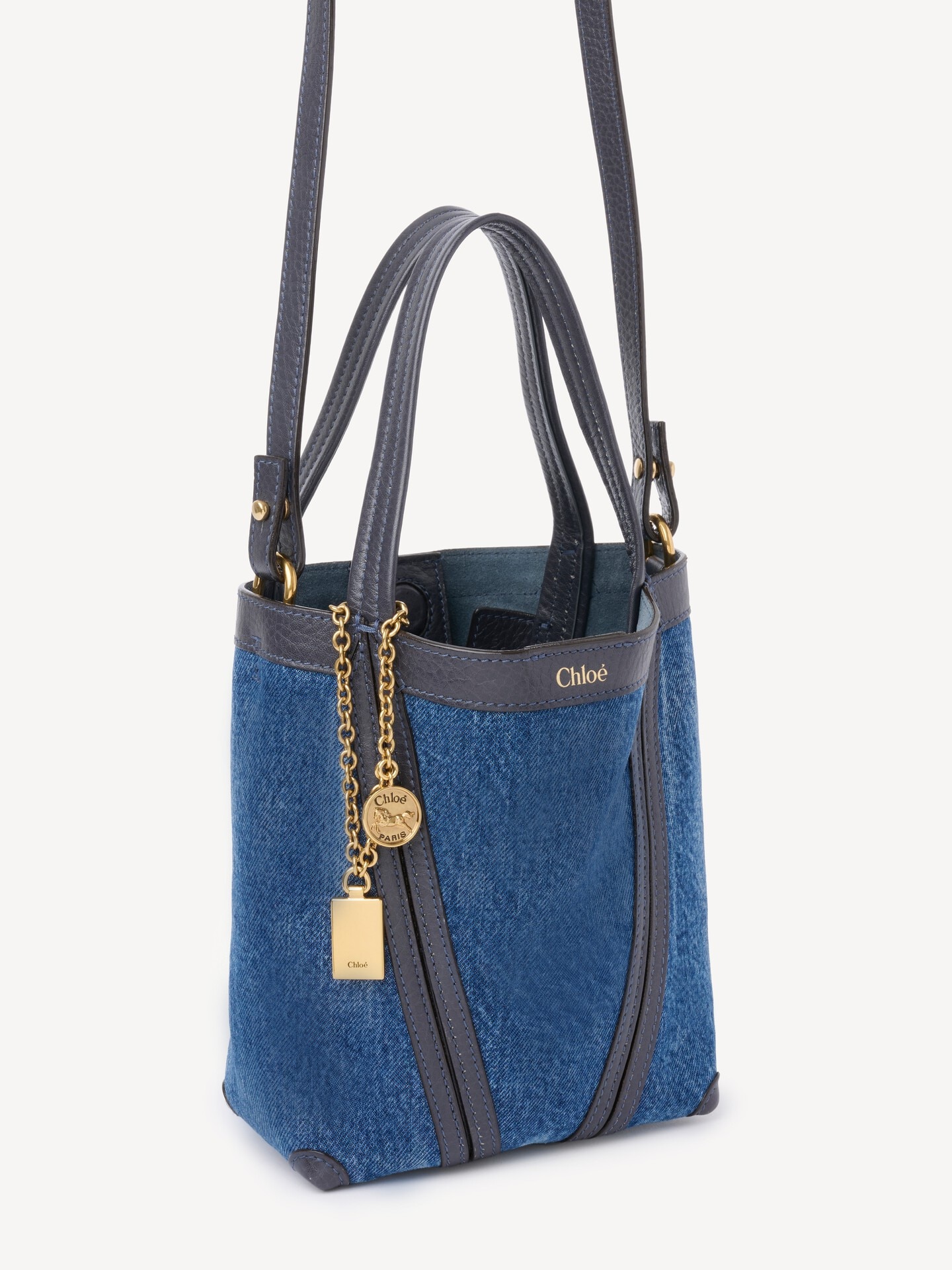 Small Chlo&eacute; Spin tote bag in denim - 6
