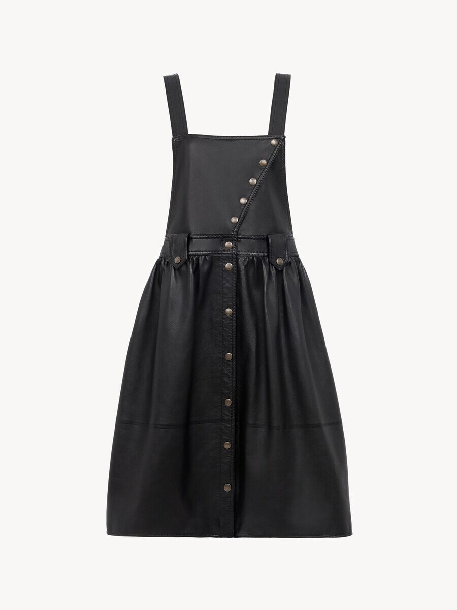 Apron midi dress in leather - 2