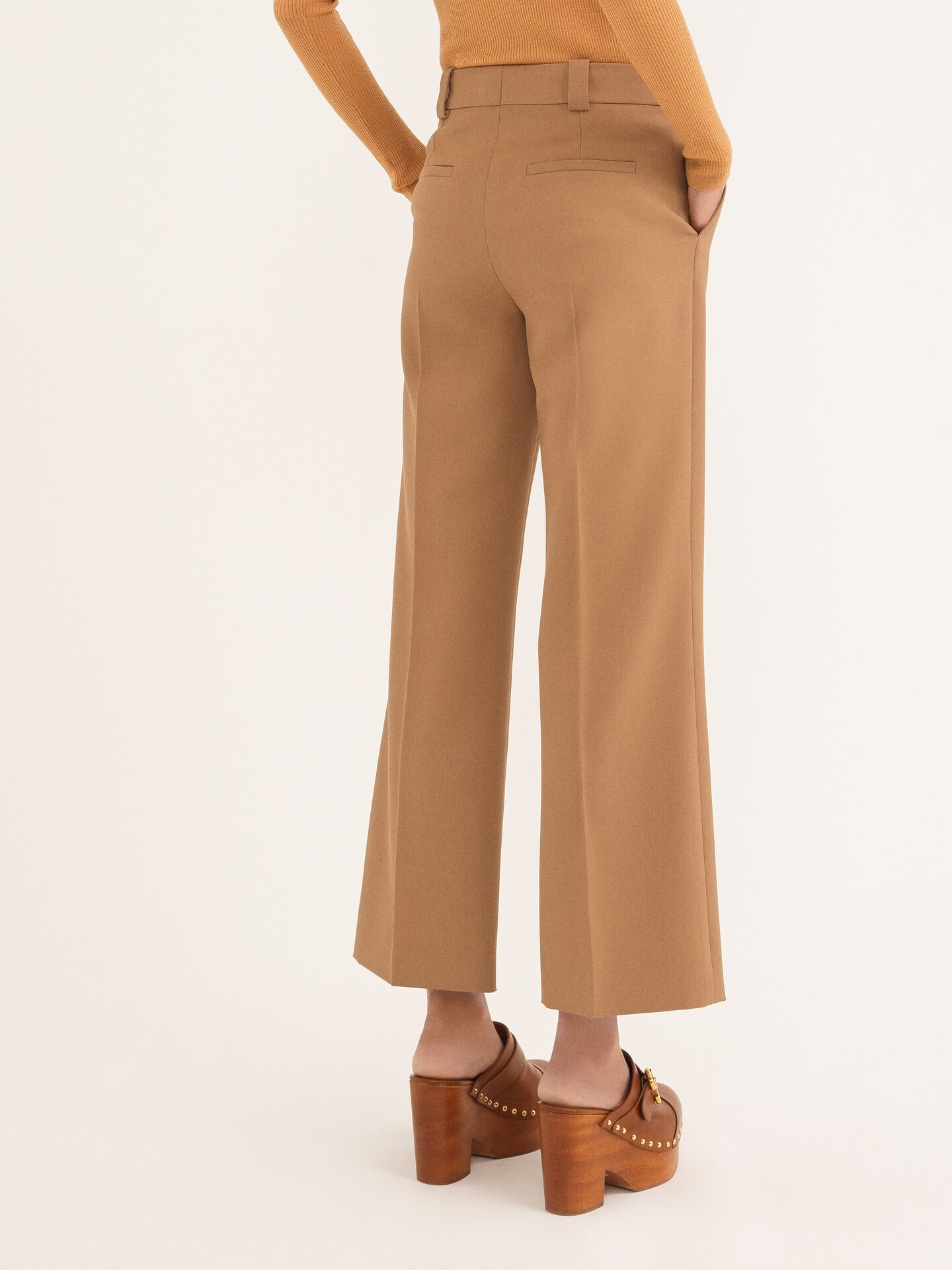 Cropped tailored pants in wool grain de poudre - 5