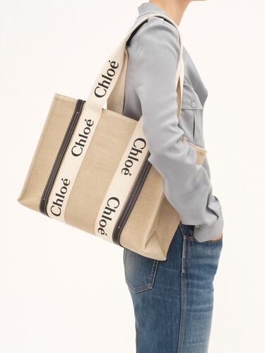 Woody tote bag in linen - 3