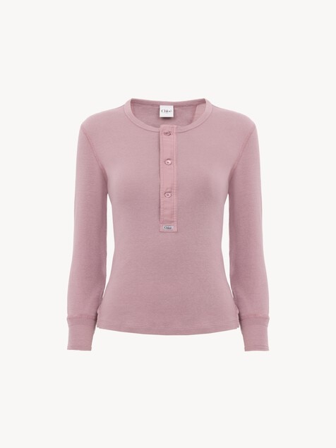 Top henley ajust&eacute; en jersey de coton
