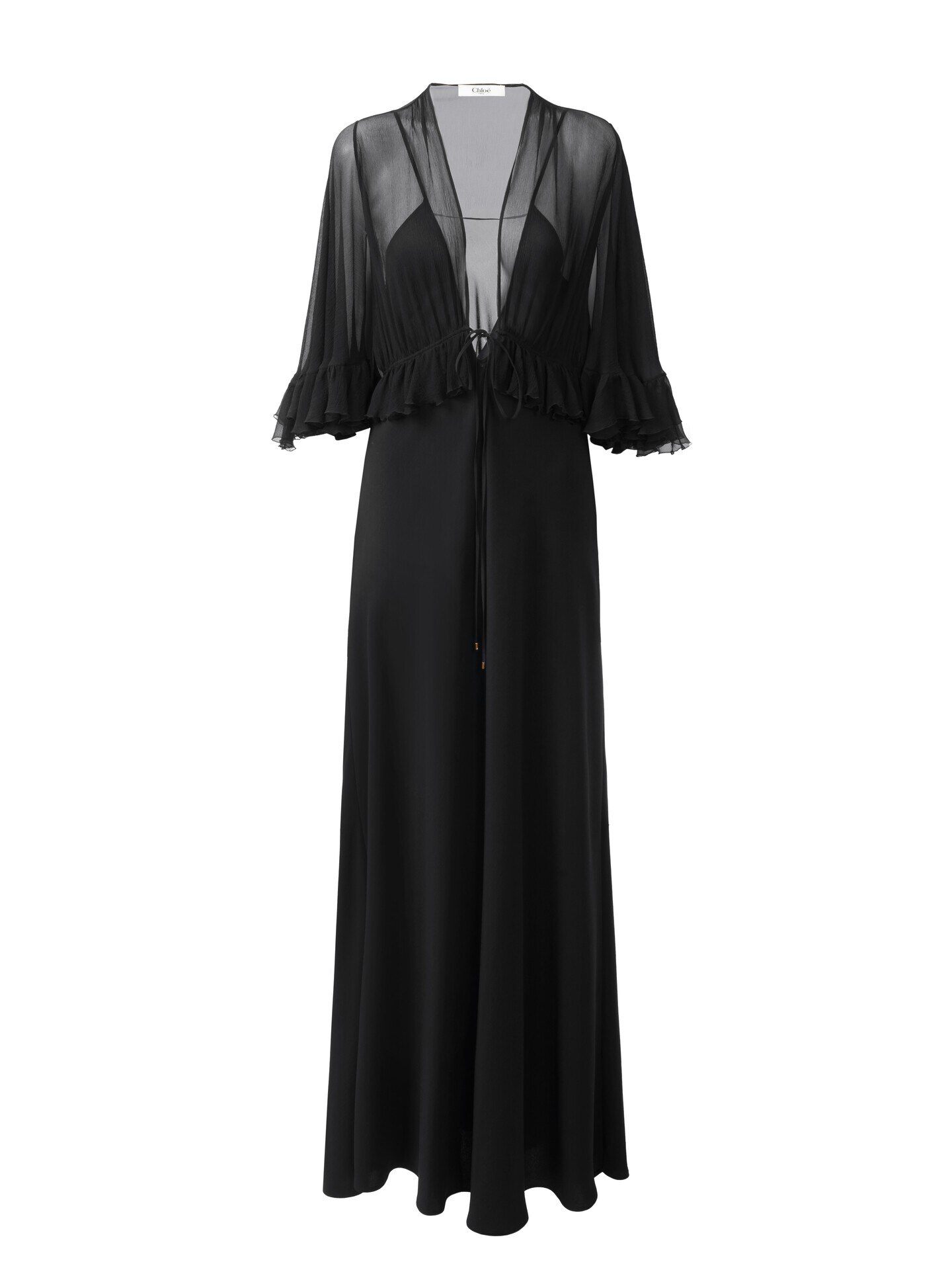 クレープサテン製Vネックロングドレス ブラック - Chloé