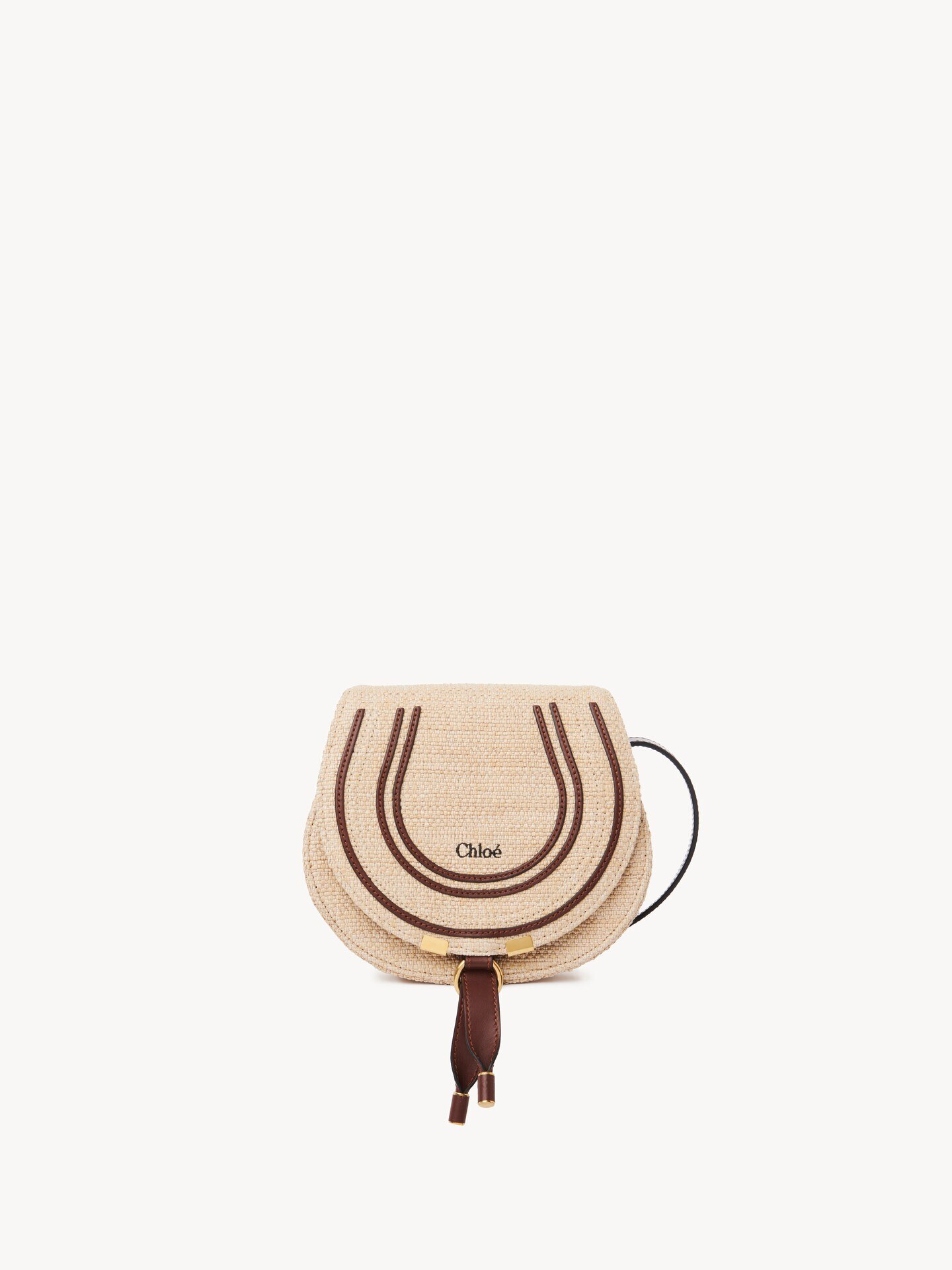Small Marcie saddle bag in raffia-effect fibers  - 1