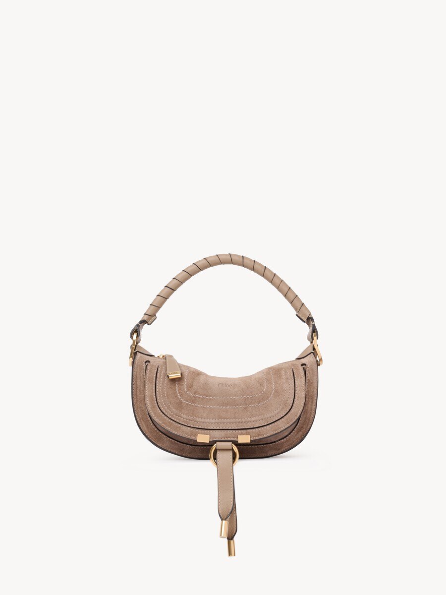 Mini sac port&eacute; &eacute;paule Marcie en cuir velours - 1