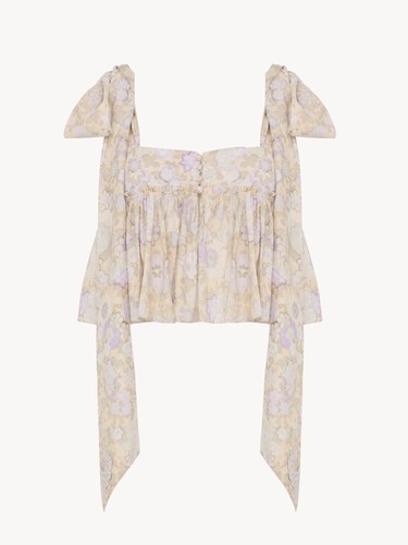 Knotted-strap cropped top in soft cotton - 2