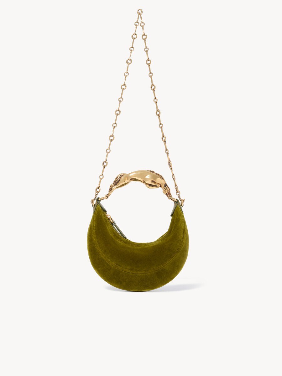 Kleine Chain Horse Schultertasche aus Samt - 2