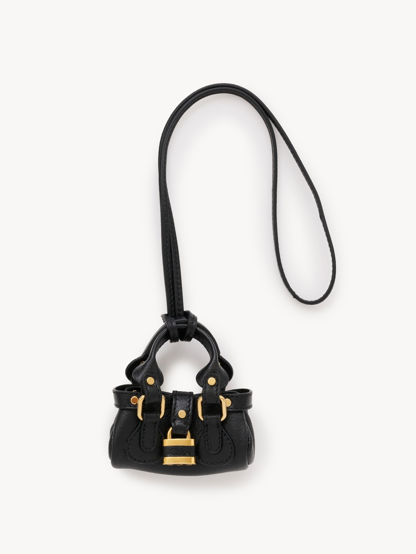 クロエ Chloe ミニバッグキーホルダー チャーム ブラック 未使用 グレインレザー製Chloé Symbols Paddingtonミニバッグチャーム 黒 - Chloé