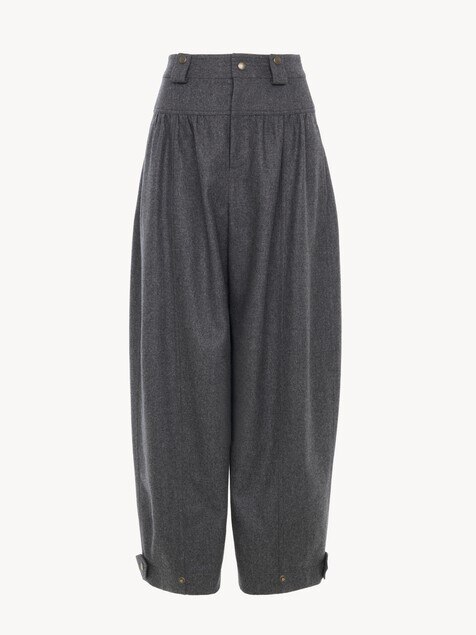 High-rise barrel trousers in wool & cashmere flannel