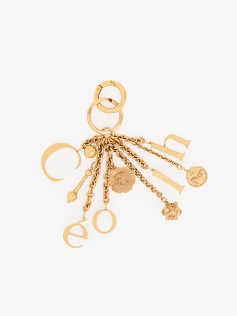 Chlo&eacute; Symbols Logo key ring bag charm in brass