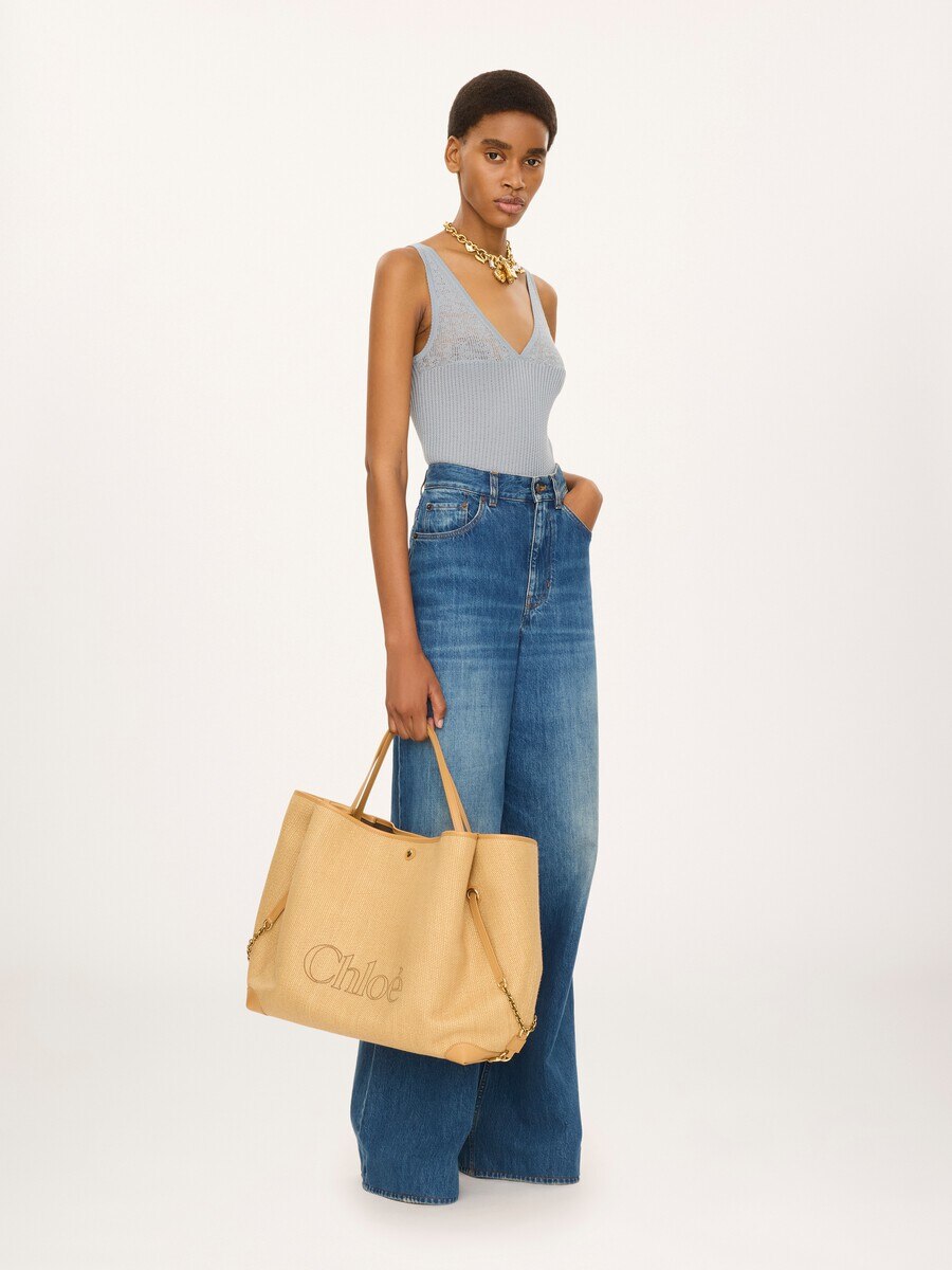 Large Chlo&eacute; Clover double carry bag in raffia-effect fibres - 8