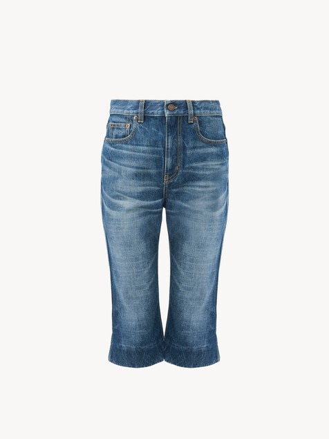 Jean capri taille haute en denim