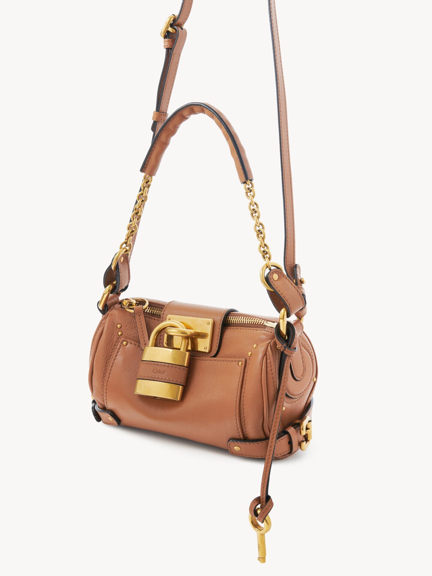 Small Paddington chain bag in grained leather Brown - Chloé
