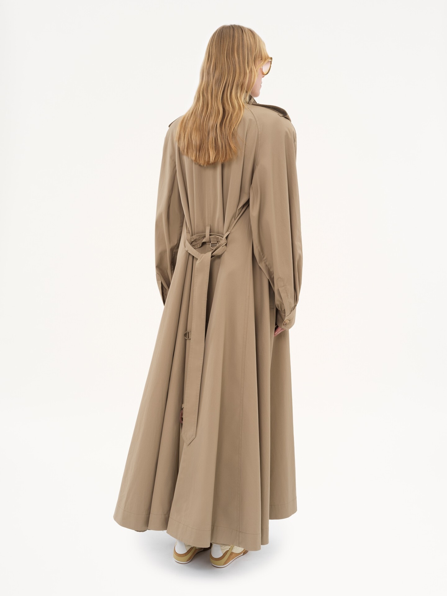 コットンギャバジン製ハイネック ロングトレンチコート 茶色 - Chloé