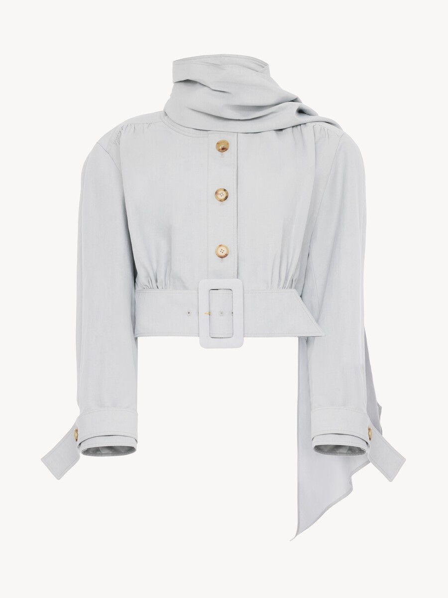 Cropped scarf jacket in a linen-cotton mix - 2
