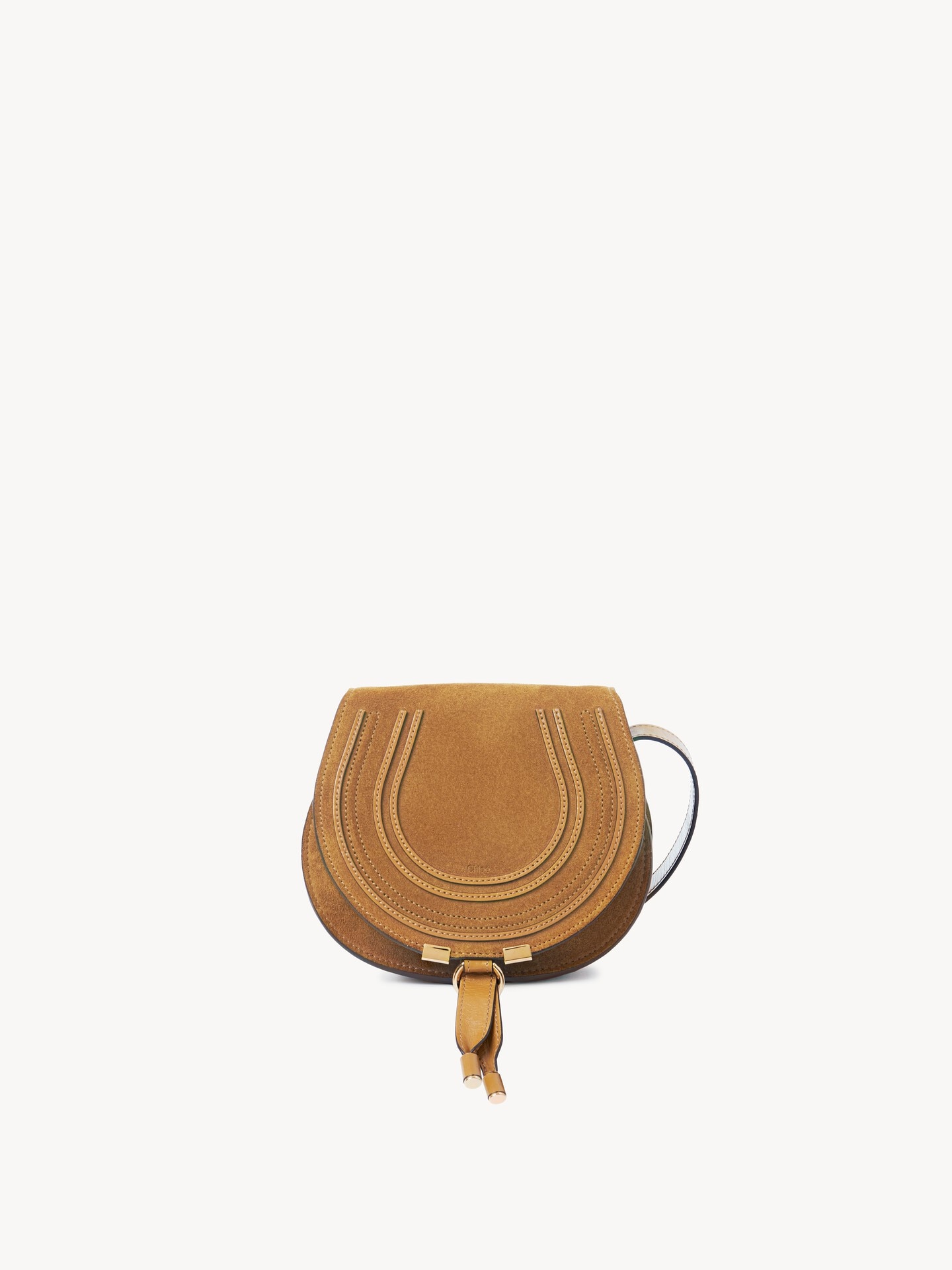 Small Marcie saddle bag in suede leather Brown - Chloé