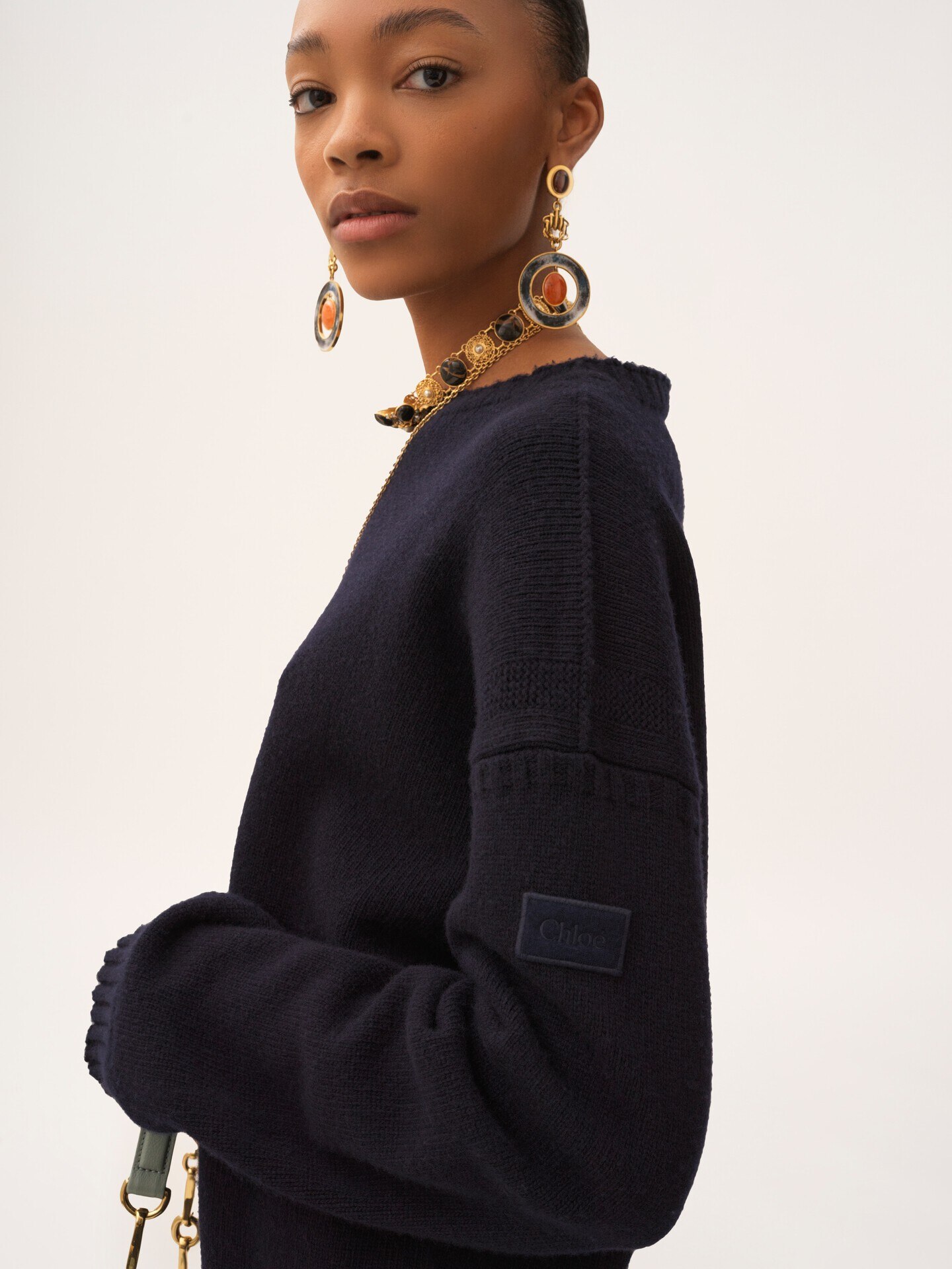 Pull en maille de laine et cachemire &agrave; logo - 6