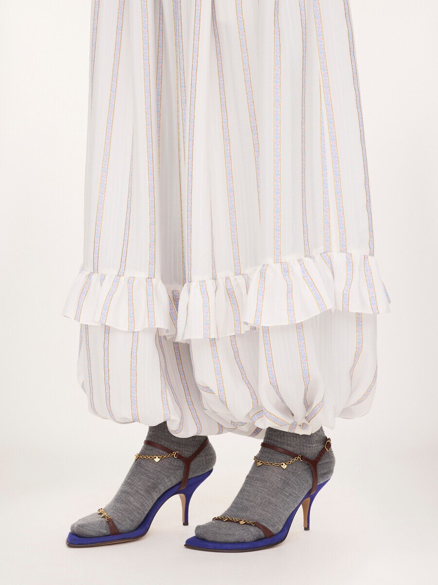 Fluid ruffled trousers in silk lurex jacquard - 7