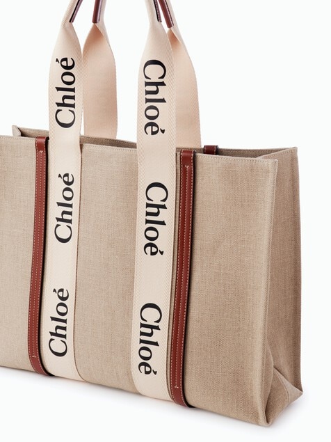 Large Woody tote bag in linen