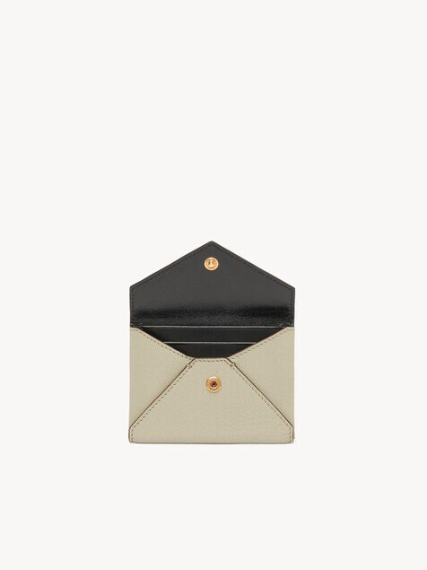 Envelope card holder in grained leather