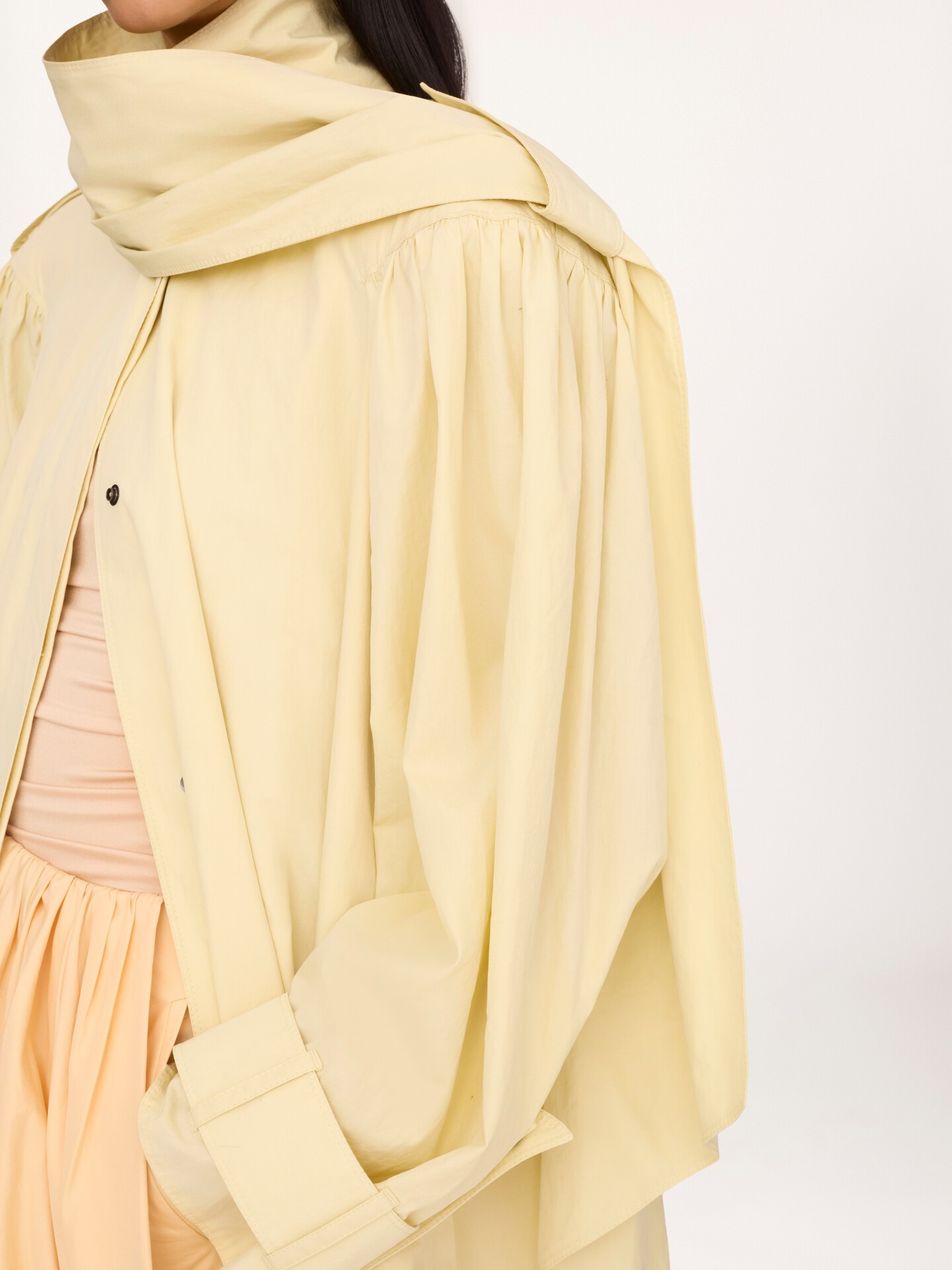 High-neck scarf trench coat in cotton poplin - 4