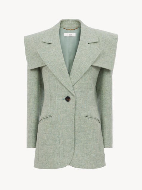 Single-breasted tailored jacket in chin&eacute; wool