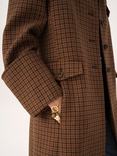 Riding coat in houndstooth wool - 8
