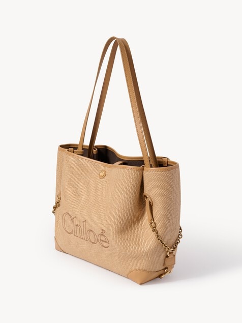 Chlo&eacute; Clover double carry bag in raffia-effect fibres