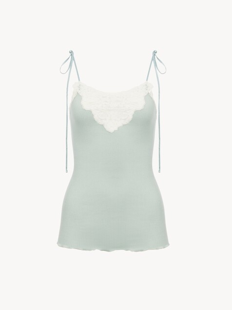 Fitted lingerie top in cotton & lace
