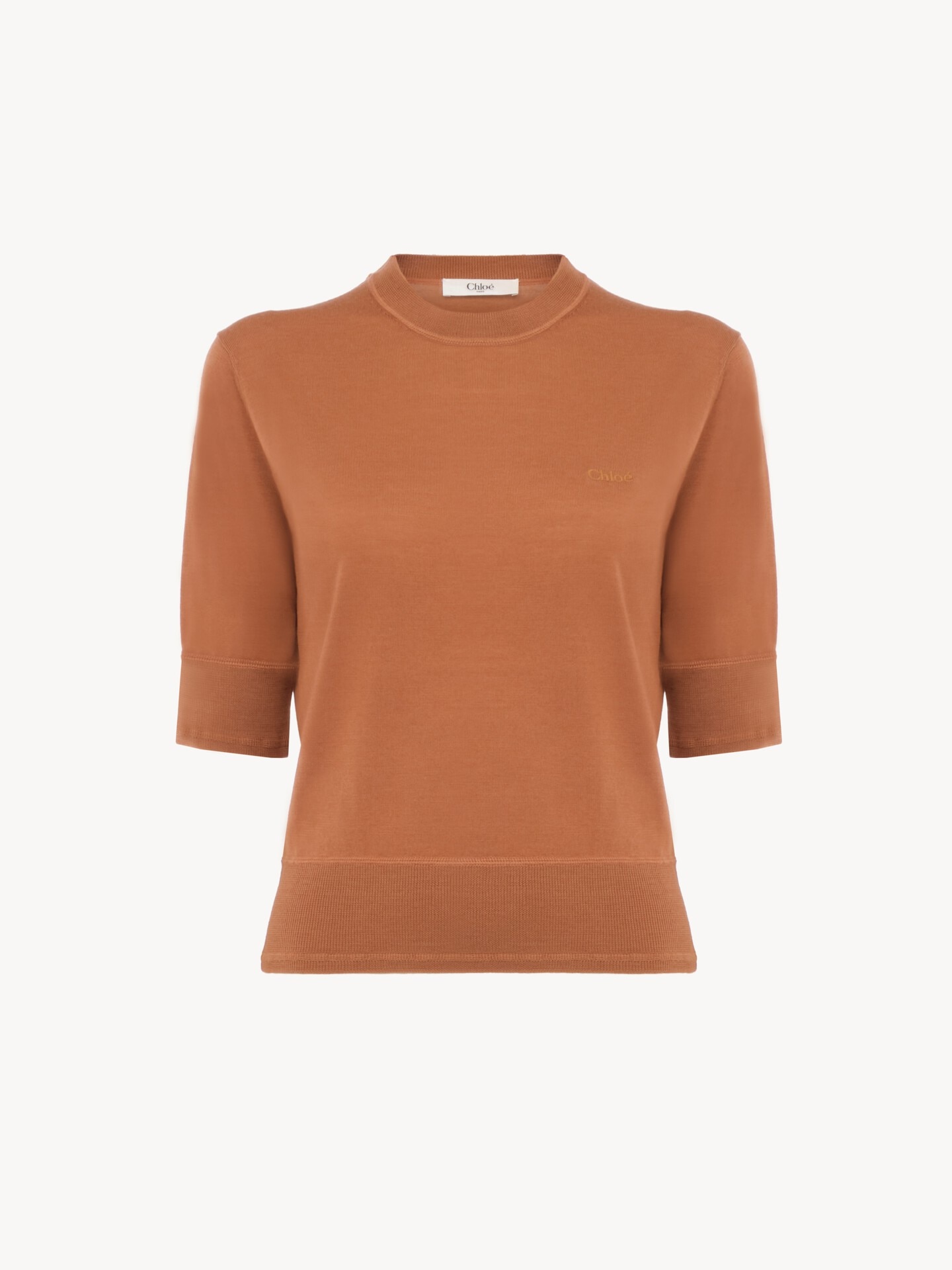 Short-sleeve logo sweater in a fine merino wool knit - 1