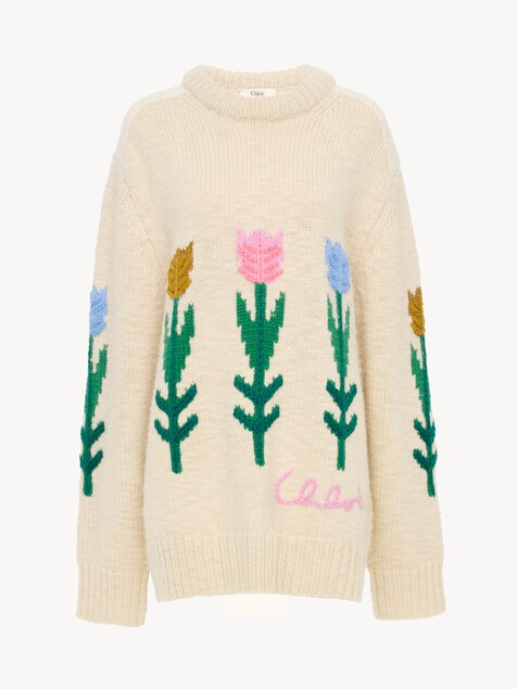 Oversized logo sweater in a wool knit