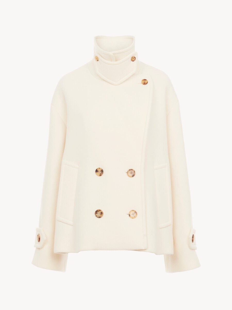 Oversized short coat in wool - 1