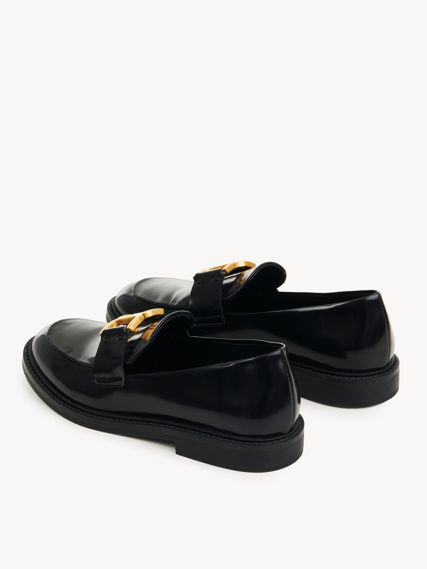 Chloe レザー ファー モカシン 黒 Marcieローファー ブラック - Chloé