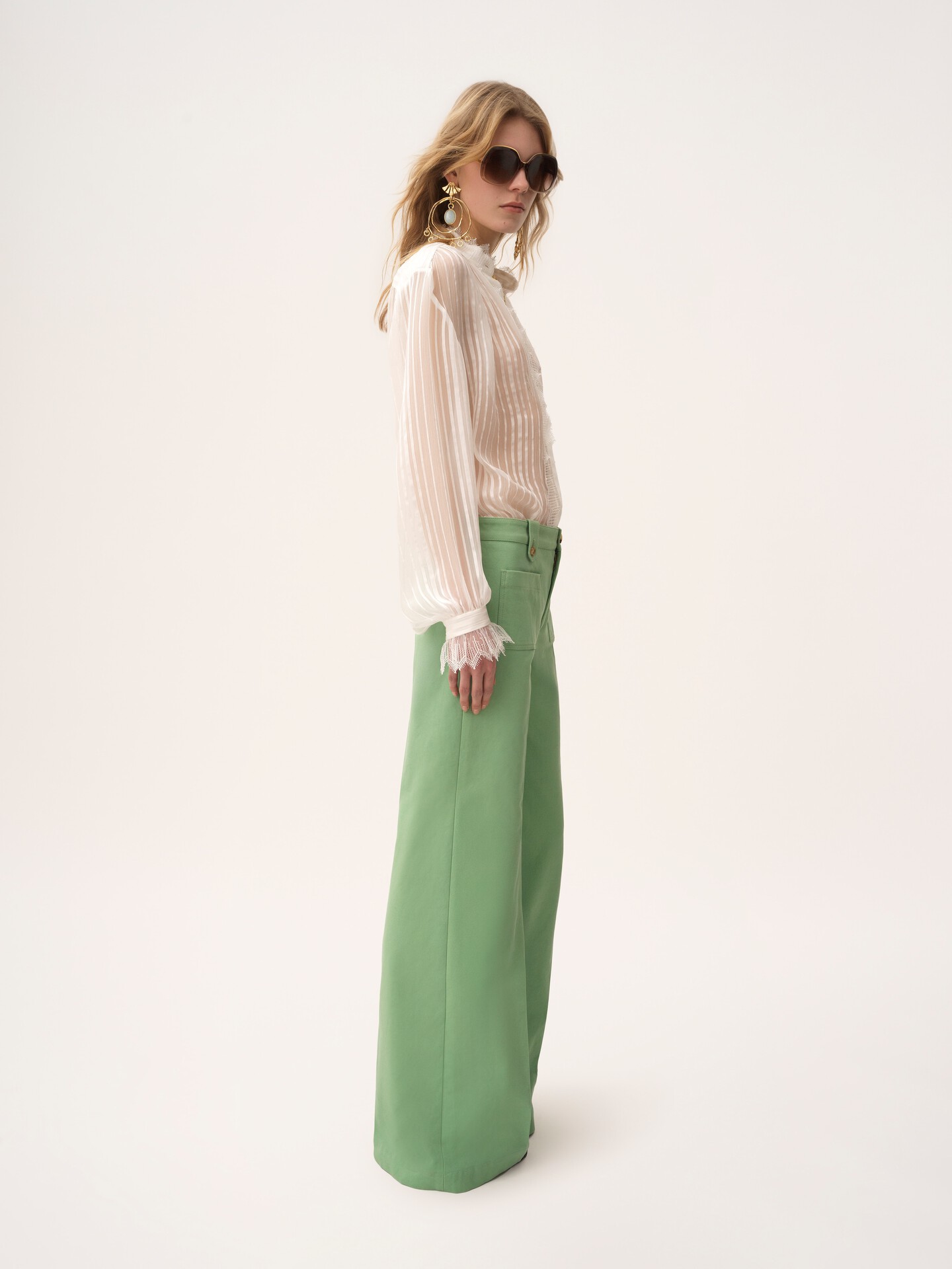 Flared trousers in cotton canvas - 3