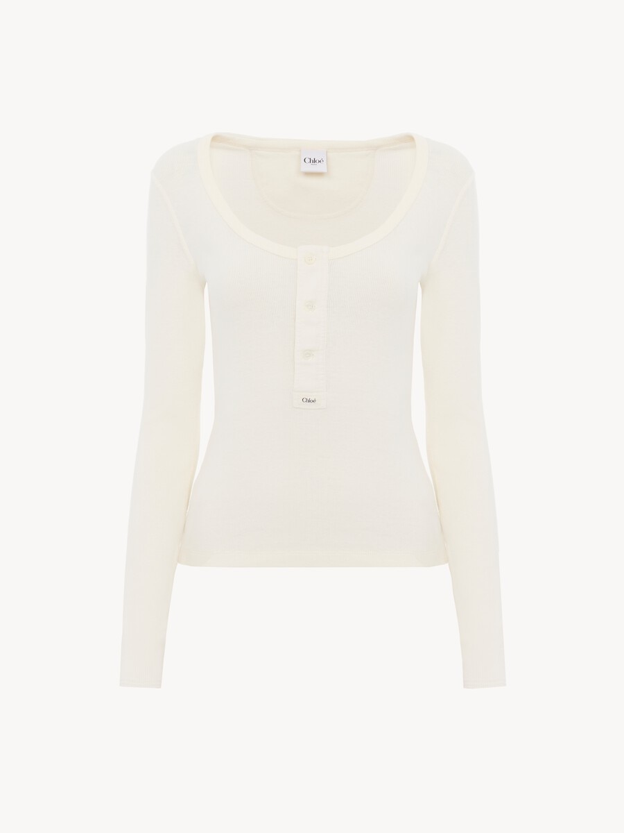Top henley &eacute;chancr&eacute; en jersey de coton - 2