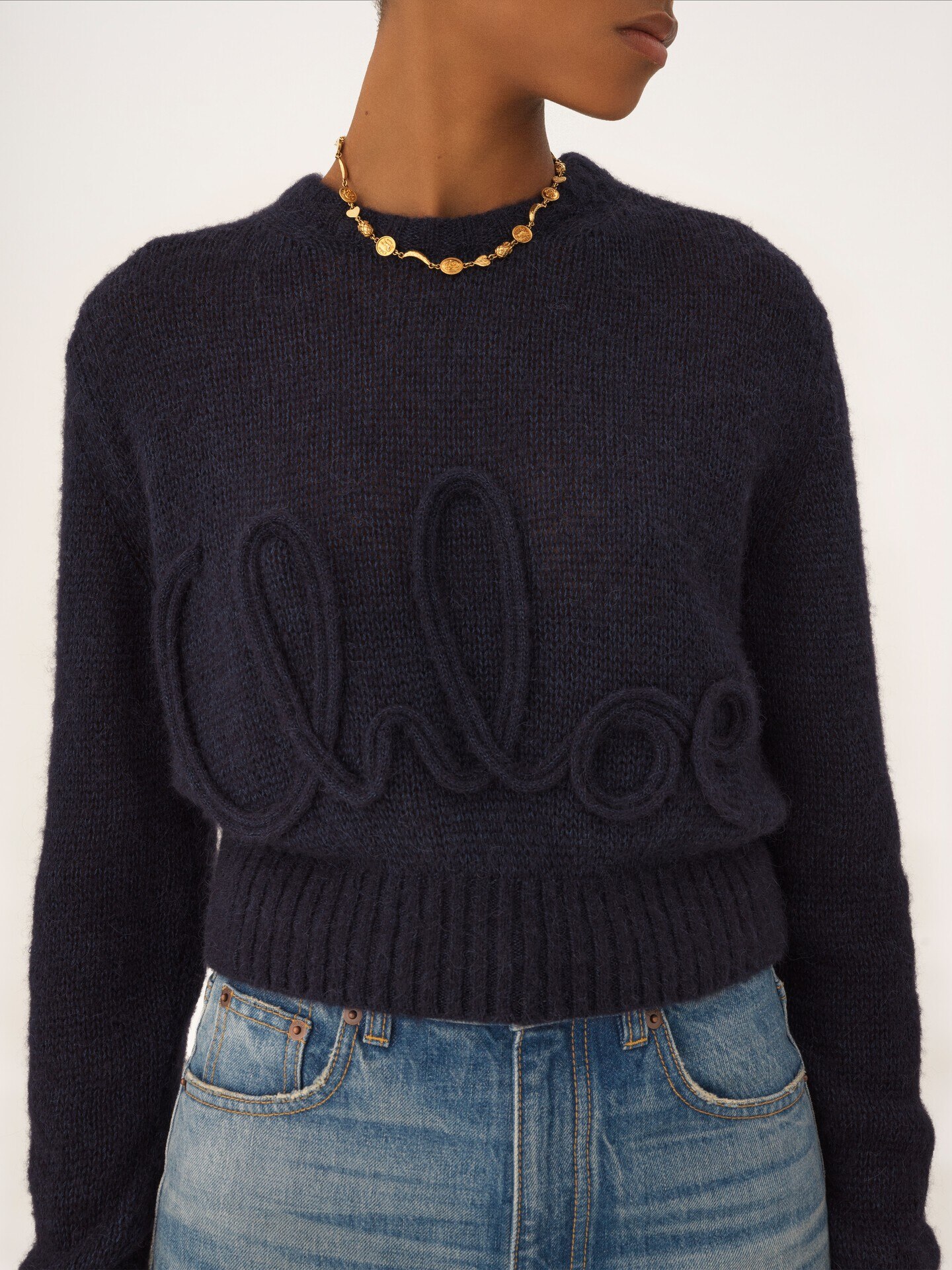 Logo sweater in alpaca wool & silk knit - 6
