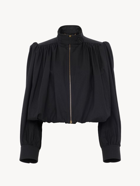 Gathered boule jacket in cotton canvas