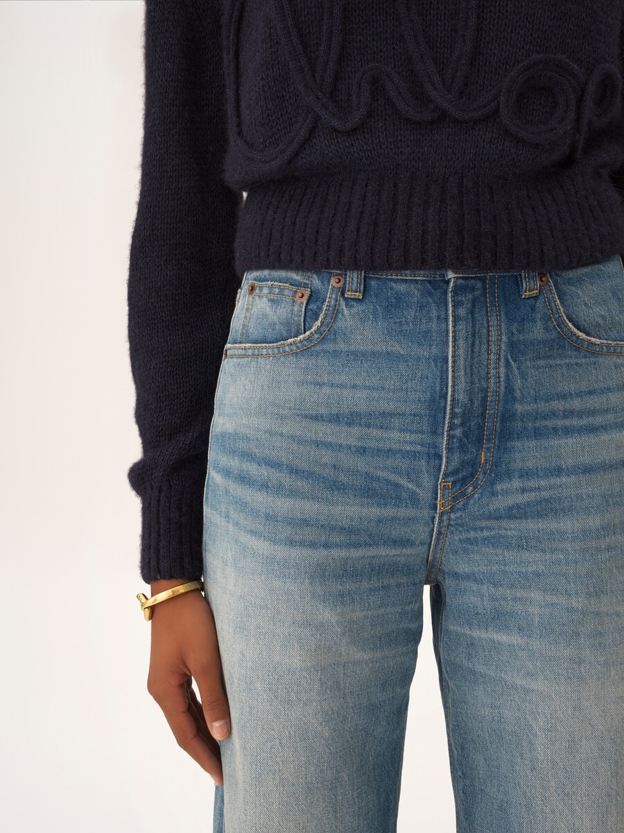 Jean court taille haute en denim - 7