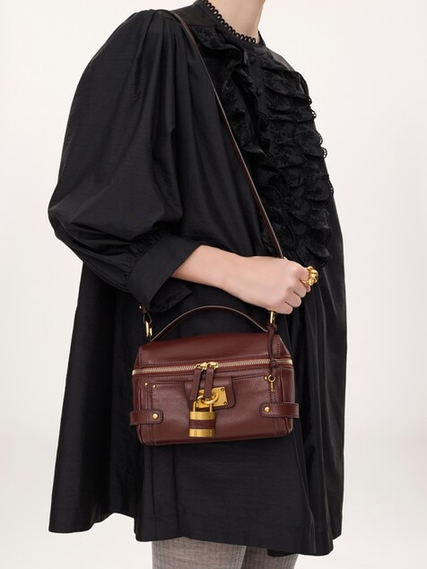 Bolso neceser Paddington de cuero granulado