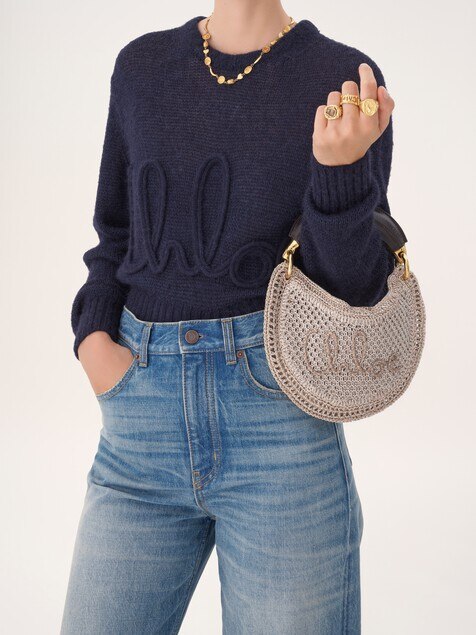 Mini Summer Banana hobo bag in glitter crochet