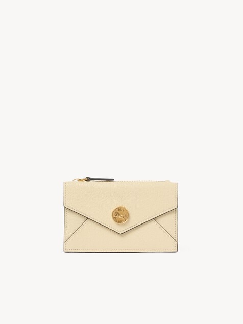 Small Envelope purse with card slots in grained leather