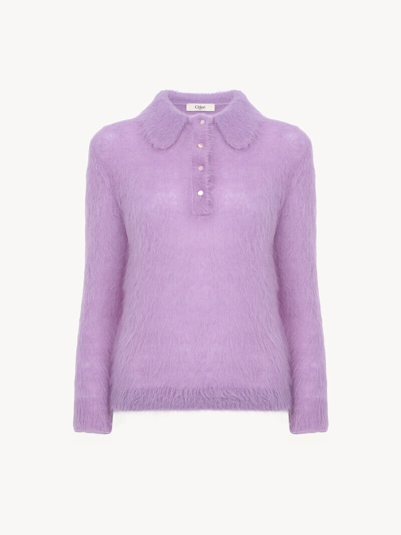 Polo sweater in an alpaca wool-blend knit by Chloé