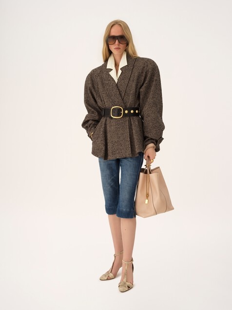 Sac cabas Chlo&eacute; Spin en cuir grain&eacute;