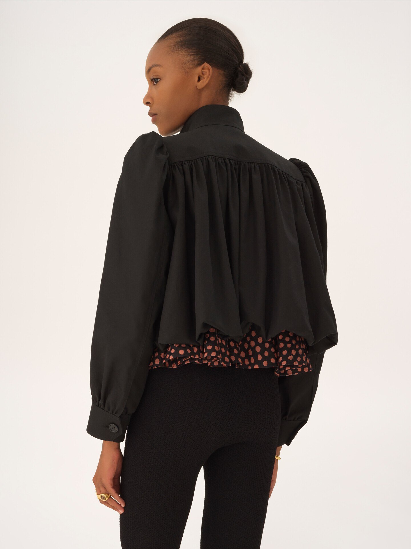 Veste boule fronc&eacute;e en toile de coton - 5