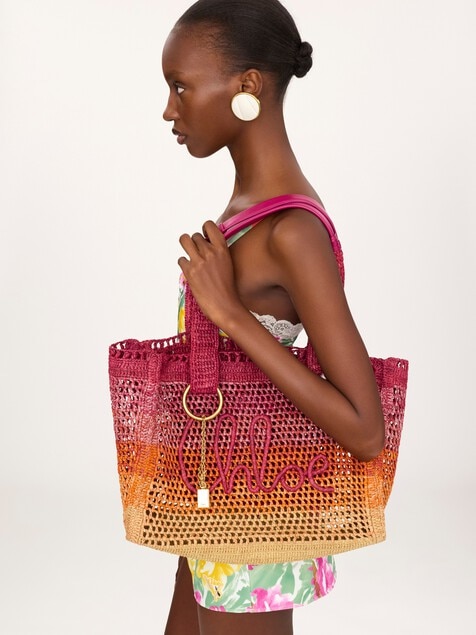 Summer Banana east-west tote bag in raffia