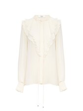 シルクジョーゼット製フリルブラウス 白 - Chloé