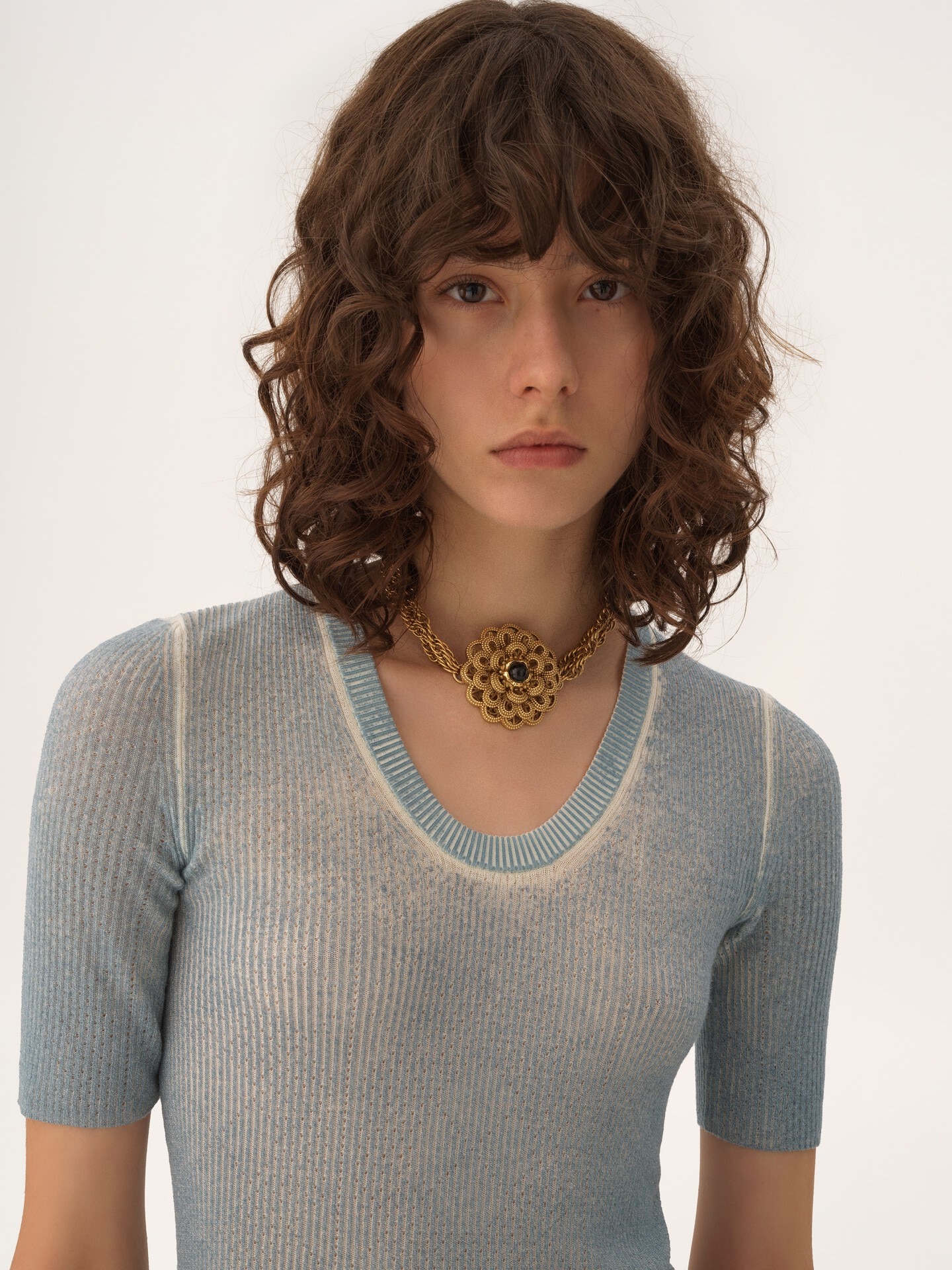 Pull manches courtes en maille de laine m&eacute;rinos - 7