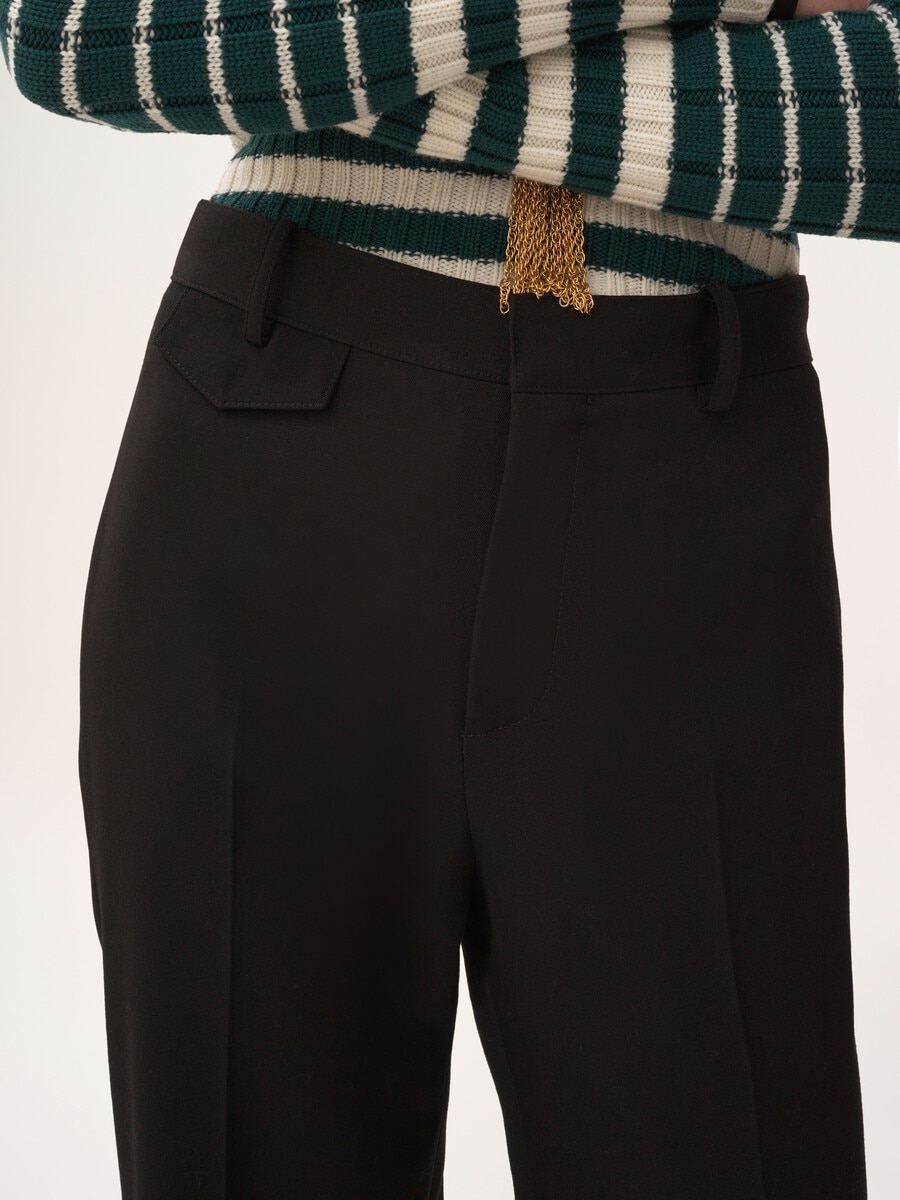 High-rise flared pants in wool grain de poudre - 6