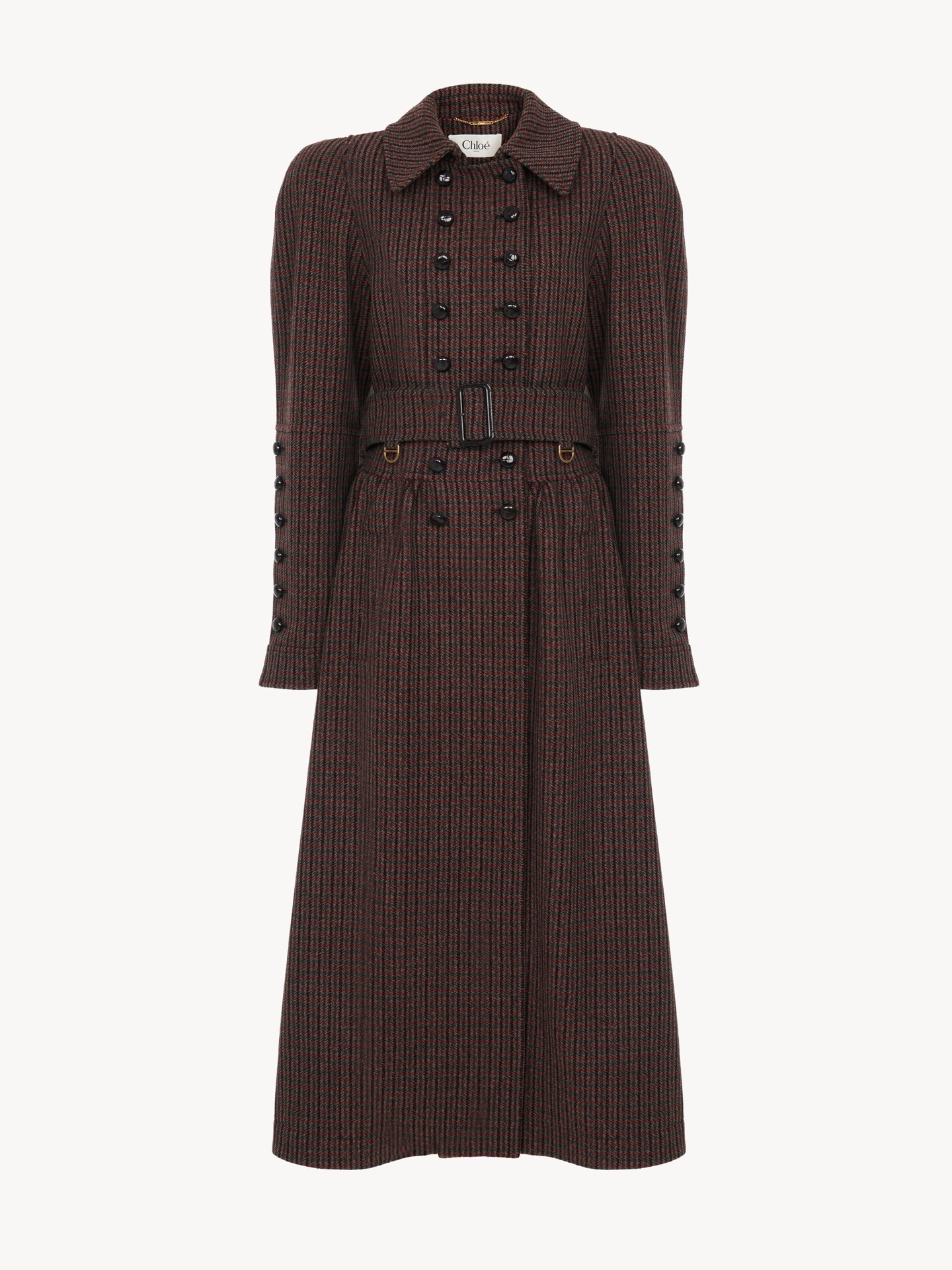 Double-breasted riding coat in houndstooth wool - 2