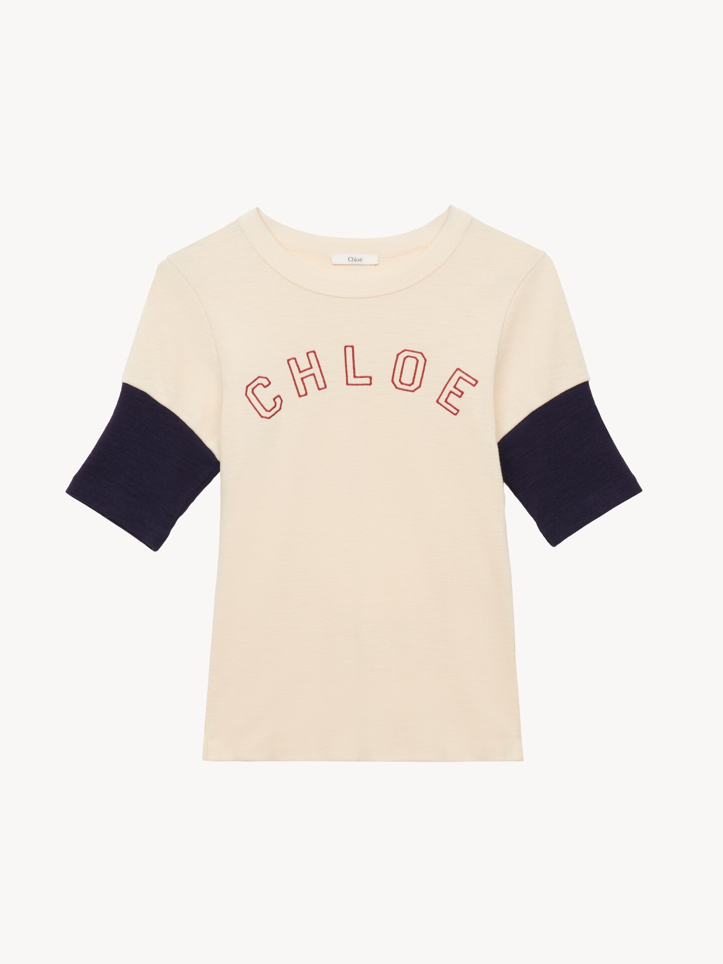 Camiseta ajustada con logotipo de lana y algod&oacute;n flam&eacute; - 1